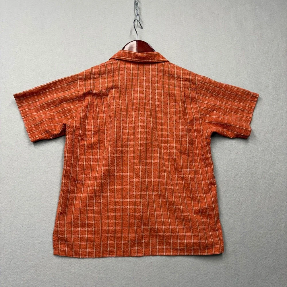 Patagonia Plaid Button Up Shirt Kids Small 7-8 Orange Short Sleeve Gorpcore